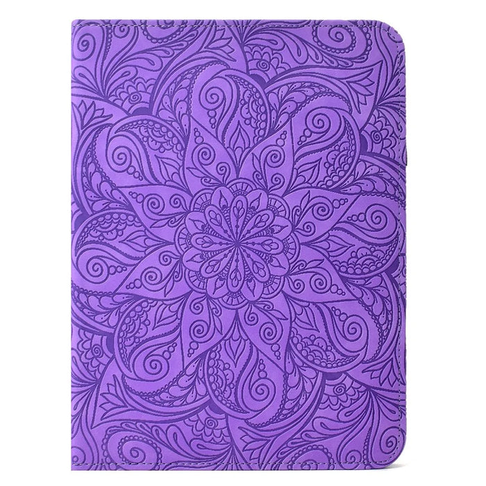 For Samsung Galaxy Tab A11+ / A9+ Leather Case Card Slots Rotary Stand Mandala Flower Tablet Cover - Light Purple - 7