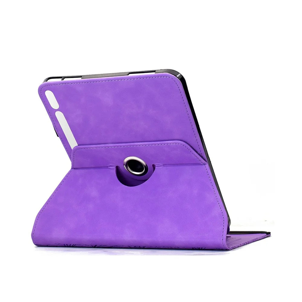 Leather Case for Samsung Galaxy Tab S10 FE / S9 FE / S9 Card Slots Rotary Stand Mandala Flower Tablet Cover - Light Purple - 4