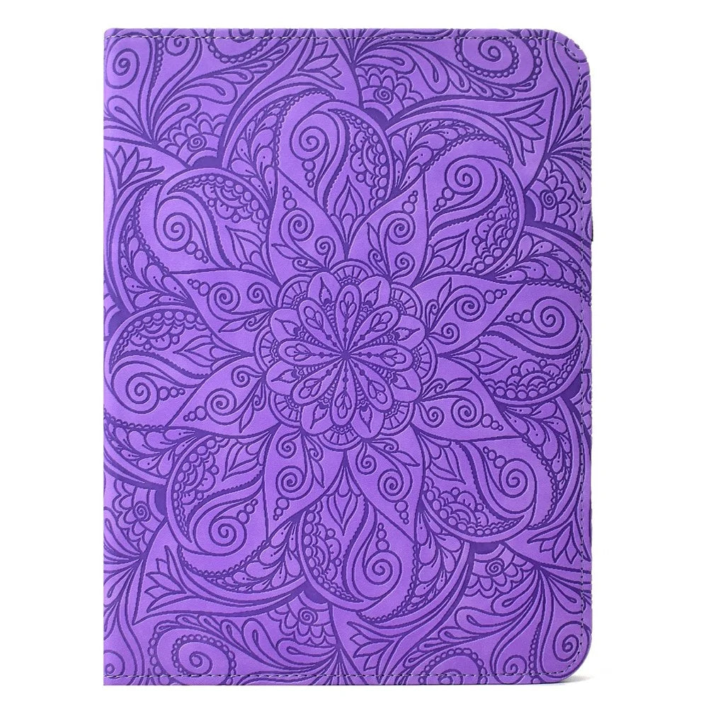 Leather Case for Samsung Galaxy Tab S10 FE / S9 FE / S9 Card Slots Rotary Stand Mandala Flower Tablet Cover - Light Purple - 7