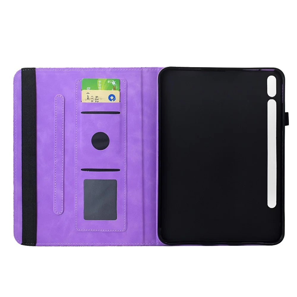 For Samsung Galaxy Tab S11 Leather Case Card Slots Rotary Stand Mandala Flower Tablet Cover - Light Purple - 2