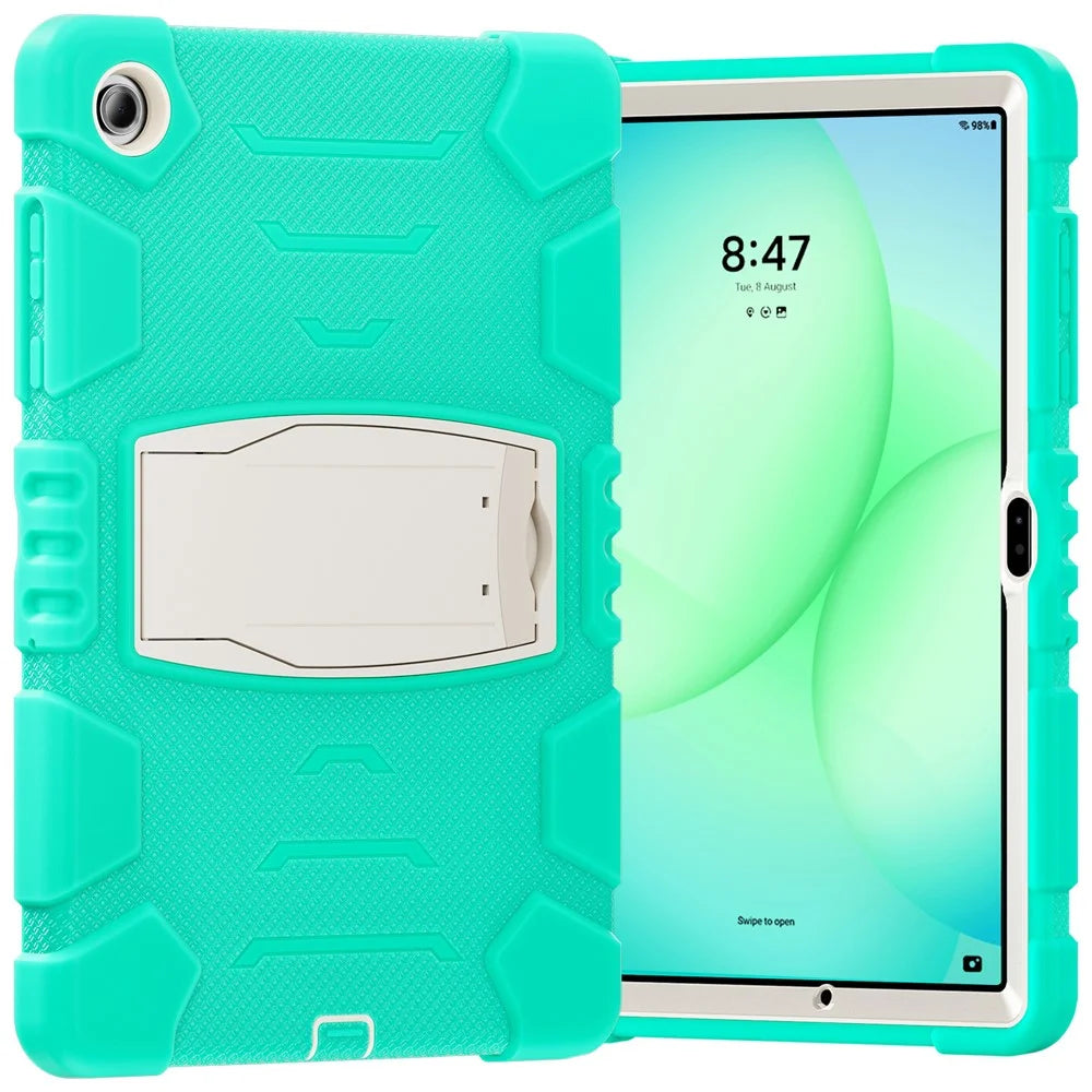 For Samsung Galaxy Tab A11+ Kickstand Case PC + Silicone Anti-Drop Tablet Cover - Mint Green - 2