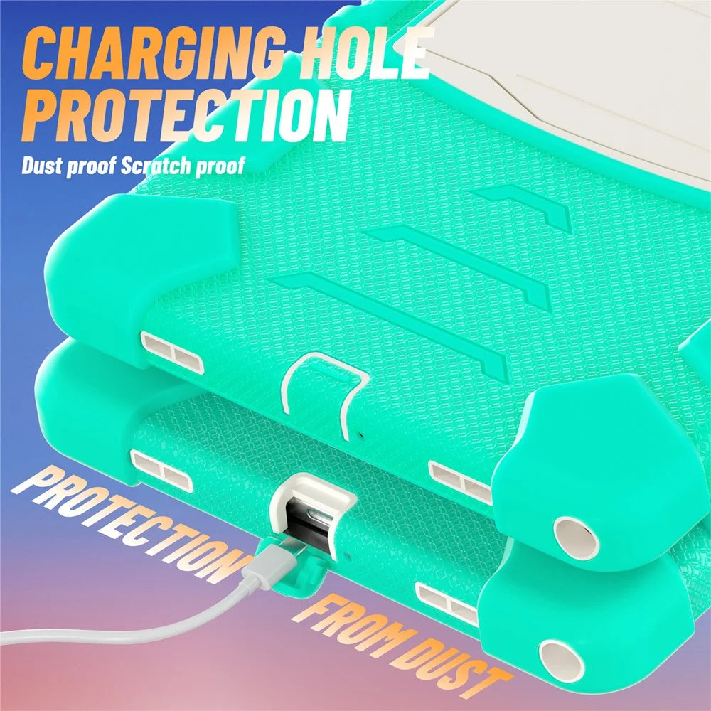 For Samsung Galaxy Tab A11+ Kickstand Case PC + Silicone Anti-Drop Tablet Cover - Mint Green - 3