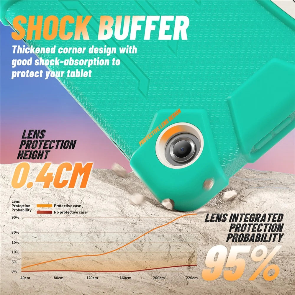 For Samsung Galaxy Tab A11+ Kickstand Case PC + Silicone Anti-Drop Tablet Cover - Mint Green - 4