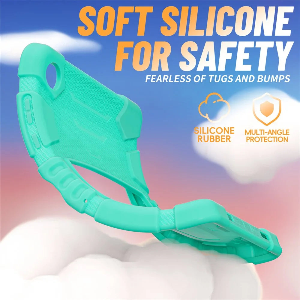 For Samsung Galaxy Tab A11+ Kickstand Case PC + Silicone Anti-Drop Tablet Cover - Mint Green - 5