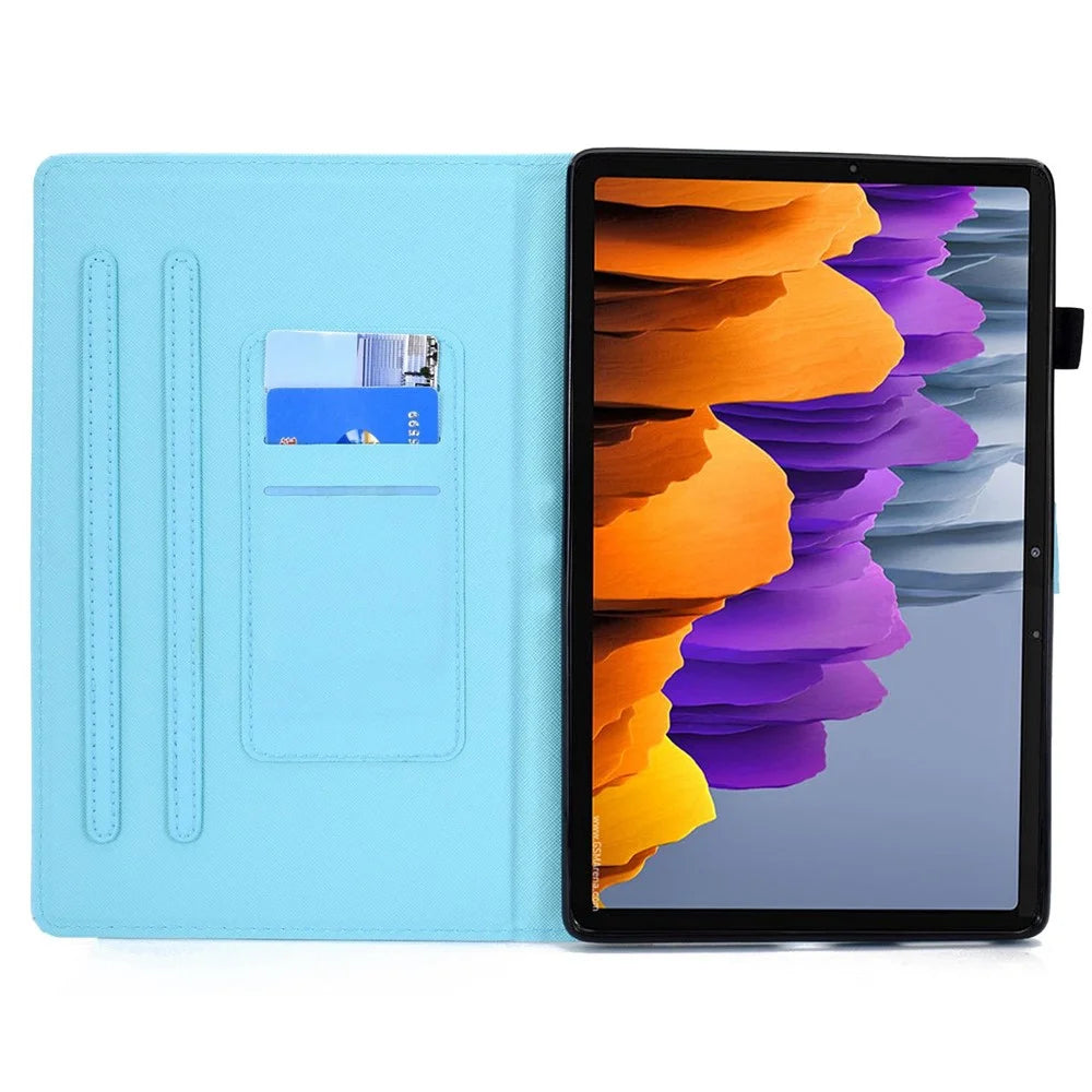 For Samsung Galaxy Tab S7 SM-T870 / T875  /  S8 SM-X700 / X706 Pattern Printing PU Leather Magnetic Cover Card Slots Stand Design Stitching Case with Pencil Holder - Cute Cat - 2