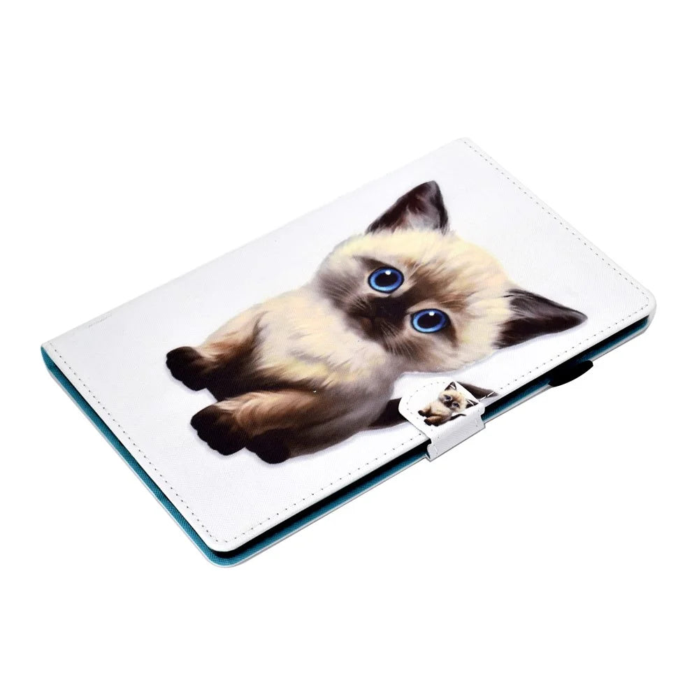 For Samsung Galaxy Tab S7 SM-T870 / T875  /  S8 SM-X700 / X706 Pattern Printing PU Leather Magnetic Cover Card Slots Stand Design Stitching Case with Pencil Holder - Cute Cat - 5