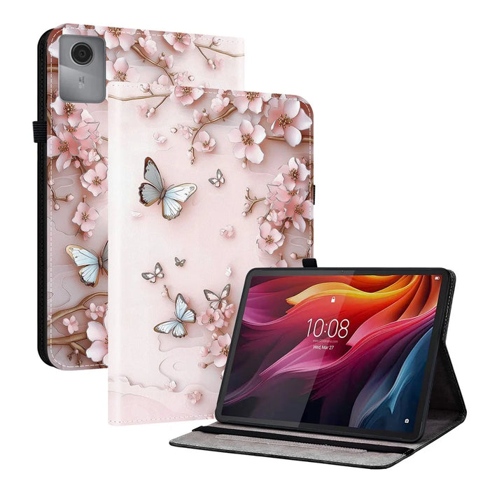 Leather Case For Lenovo Idea Tab / Tab K11 Gen 2 / Xiaoxin Pad 11 2025 Pattern Printed Stand Tablet Cover with Card Slots - Pink Butterfly - 1
