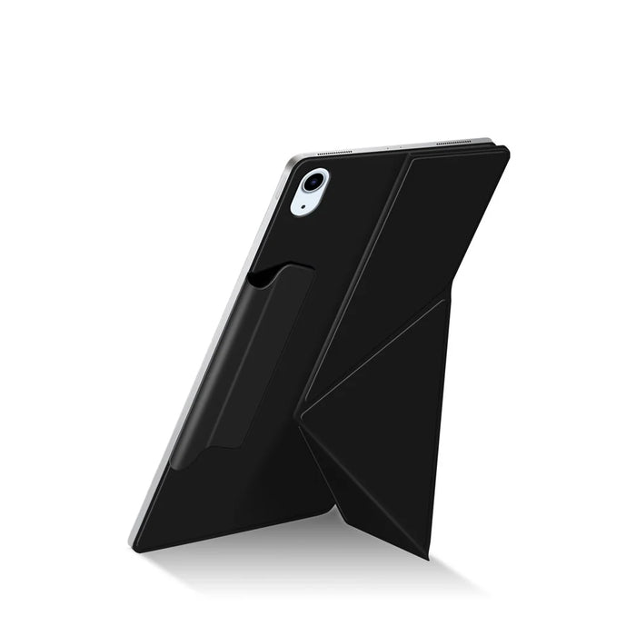 For iPad (2025) / iPad 10.9 (2022) Leather Case Origami Stand Magnetic Tablet Cover - Black - 5