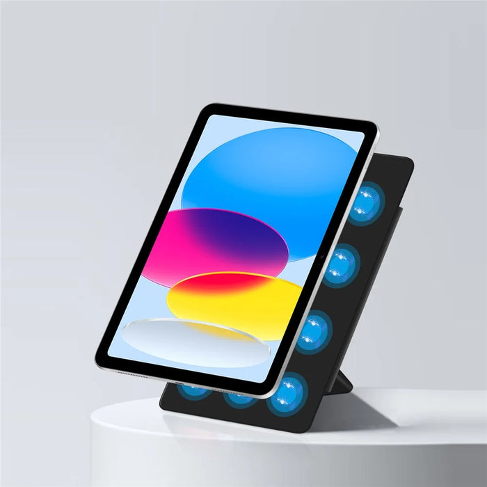 For iPad (2025) / iPad 10.9 (2022) Leather Case Origami Stand Magnetic Tablet Cover - Black - 6