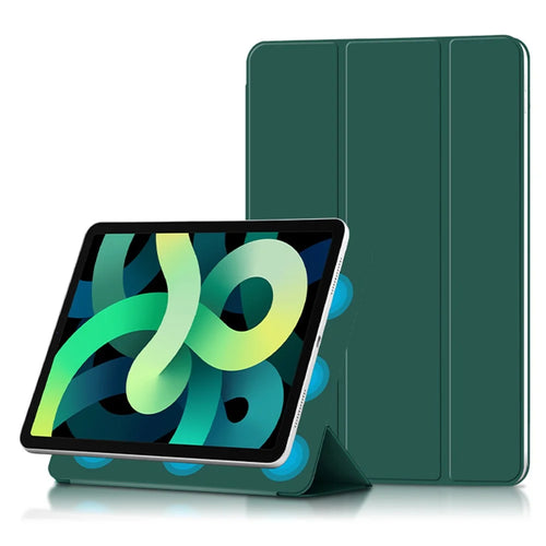 For iPad Air (2022) / (2020) Tri-Fold Stand Case PU Leather + TPU Tablet Cover - Green - 1