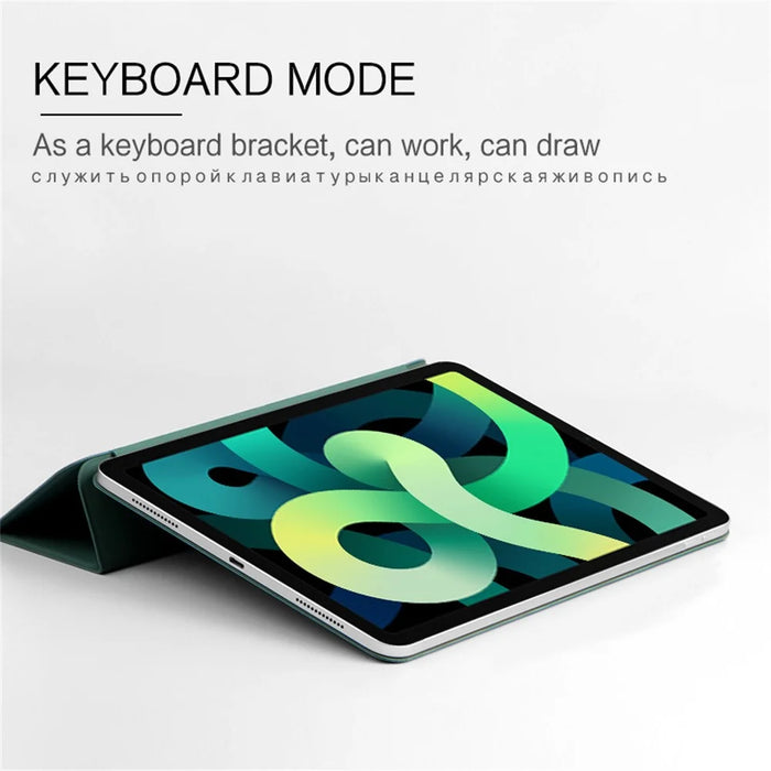 For iPad Air (2022) / (2020) Tri-Fold Stand Case PU Leather + TPU Tablet Cover - Green - 3