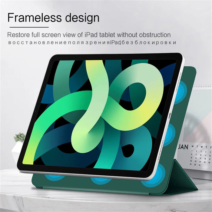 For iPad Air (2022) / (2020) Tri-Fold Stand Case PU Leather + TPU Tablet Cover - Green - 4
