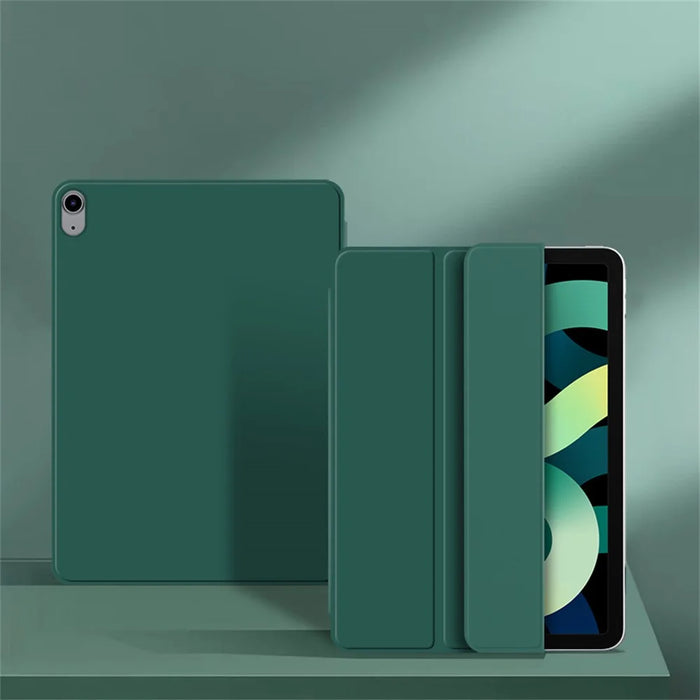 For iPad Air (2022) / (2020) Tri-Fold Stand Case PU Leather + TPU Tablet Cover - Green - 6