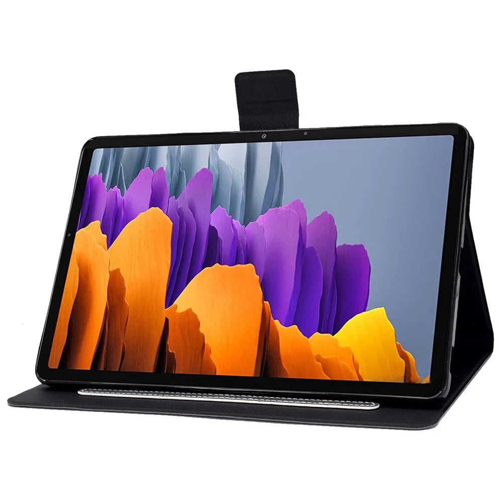 For Samsung Galaxy Tab S7 SM-T870 / T875  /  S8 SM-X700 / X706 Calf Textured Leather Tablet Case Shockproof Card Holder Stand Well-protected Shell - Grey - 3