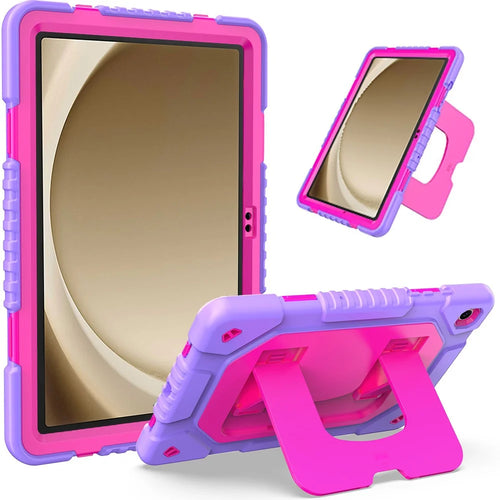 For Samsung Galaxy Tab A11+ / A9+ Case Kickstand Silicone + PC Tablet Cover - Hot Pink - 1
