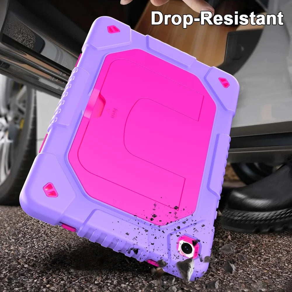 For Samsung Galaxy Tab A11+ / A9+ Case Kickstand Silicone + PC Tablet Cover - Hot Pink - 5