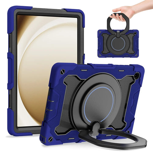 For Samsung Galaxy Tab A11+ Case with Kickstand PC + Silicone Shockproof Rugged Tablet Cover - Navy Blue - 1