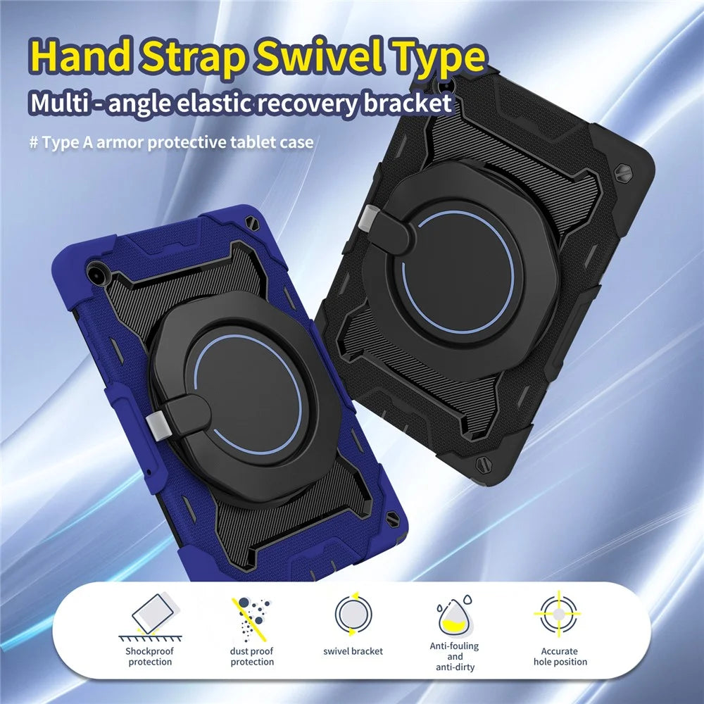 For Samsung Galaxy Tab A11+ Case with Kickstand PC + Silicone Shockproof Rugged Tablet Cover - Navy Blue - 4