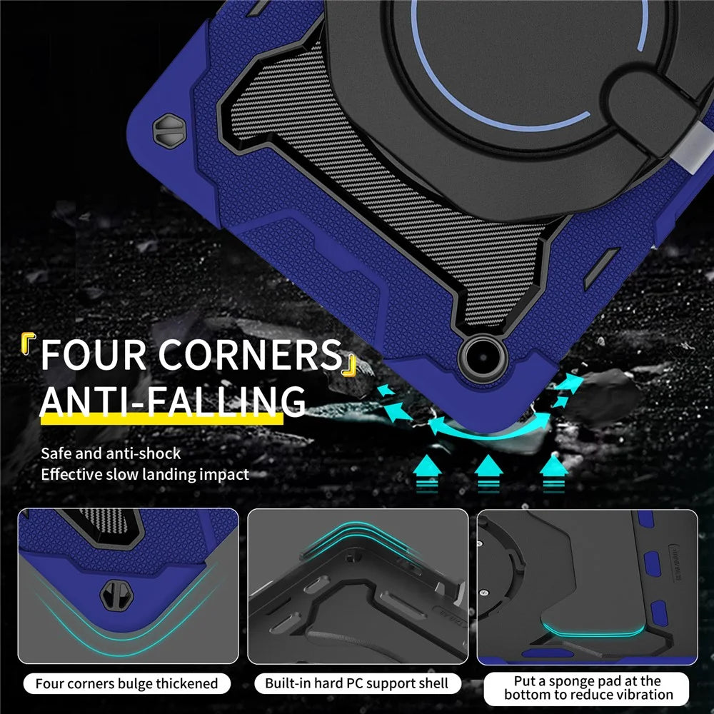 For Samsung Galaxy Tab A11+ Case with Kickstand PC + Silicone Shockproof Rugged Tablet Cover - Navy Blue - 5