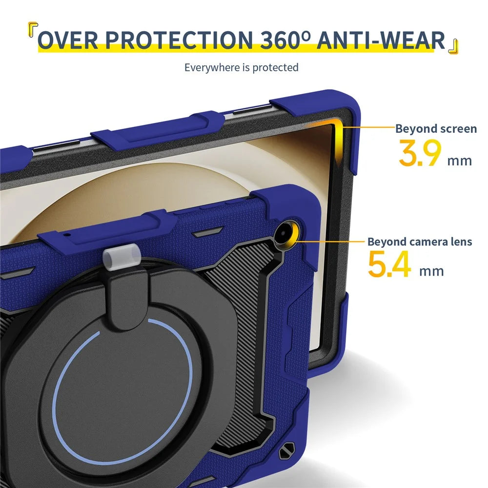 For Samsung Galaxy Tab A11+ Case with Kickstand PC + Silicone Shockproof Rugged Tablet Cover - Navy Blue - 6