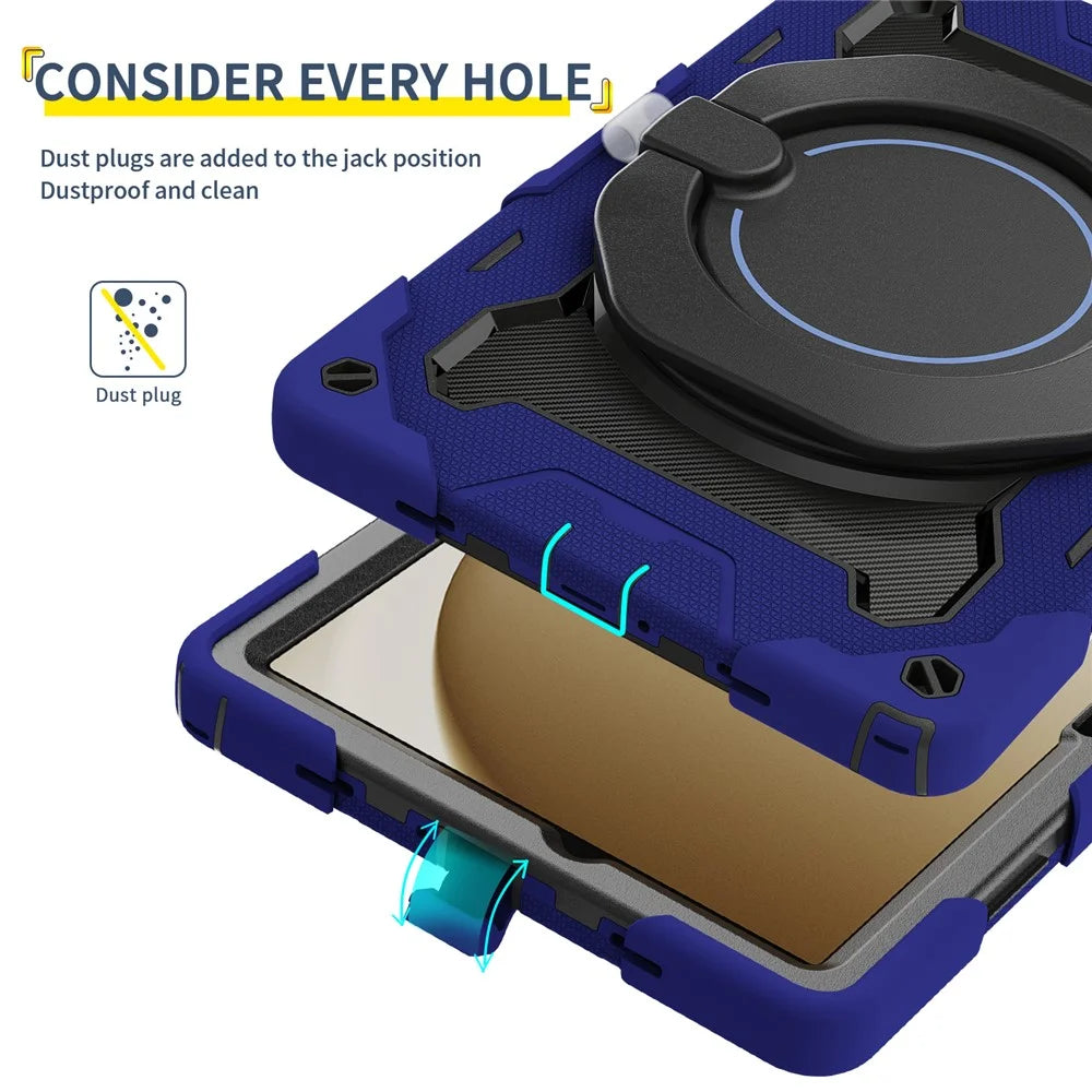 For Samsung Galaxy Tab A11+ Case with Kickstand PC + Silicone Shockproof Rugged Tablet Cover - Navy Blue - 7