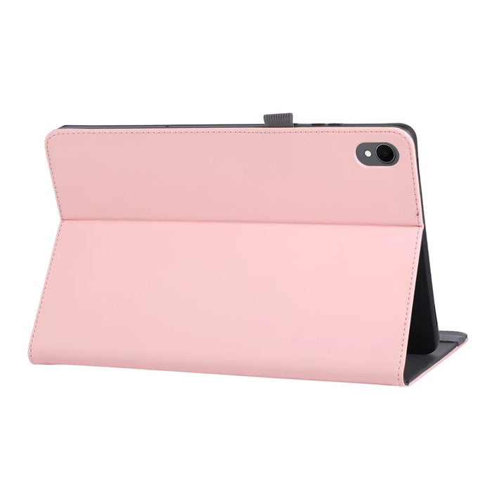 For Samsung Galaxy Tab S11 Case Foldable Stand Leather Tablet Cover with Handheld Wristband - Pink - 4