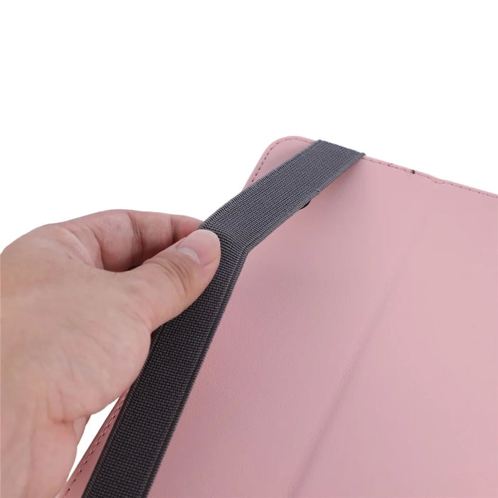 For Samsung Galaxy Tab S11 Case Foldable Stand Leather Tablet Cover with Handheld Wristband - Pink - 5
