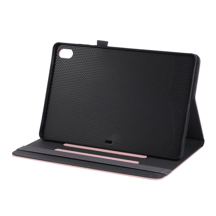 For Samsung Galaxy Tab S11 Case Foldable Stand Leather Tablet Cover with Handheld Wristband - Pink - 6
