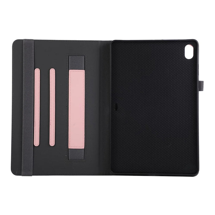 For Samsung Galaxy Tab S11 Case Foldable Stand Leather Tablet Cover with Handheld Wristband - Pink - 7