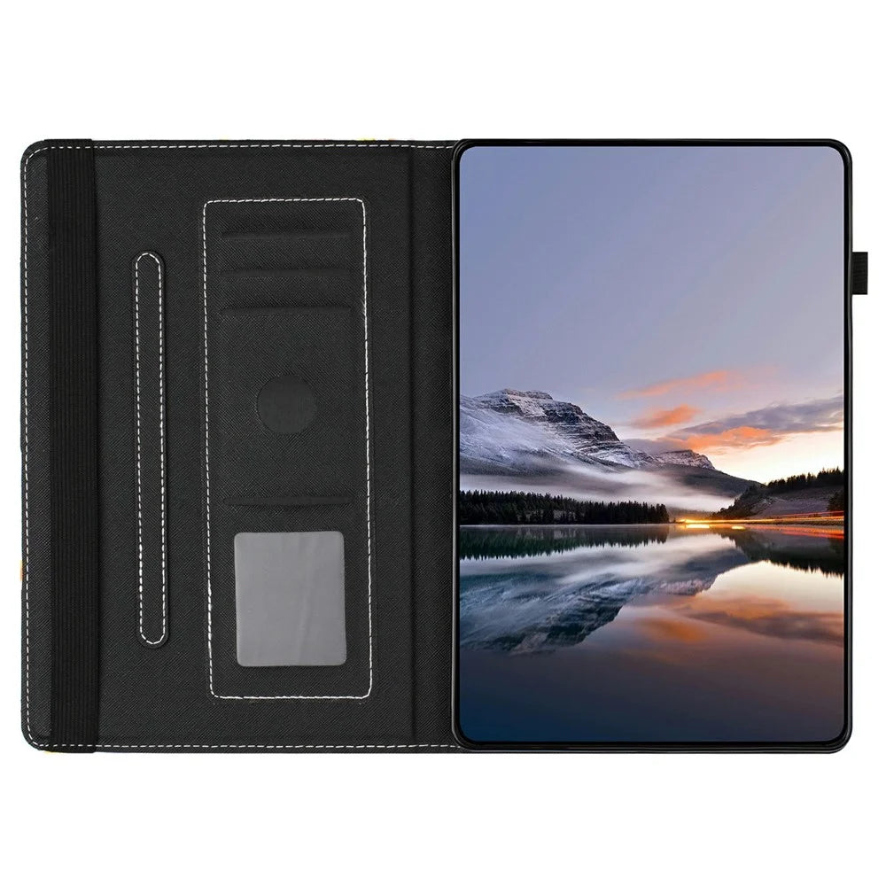 Litchi Grain Painting Leather Case for iPad mini (2024)  /  (2021) Card Slot Tablet Cover with Auto Wake  /  Sleep - Flower - 2