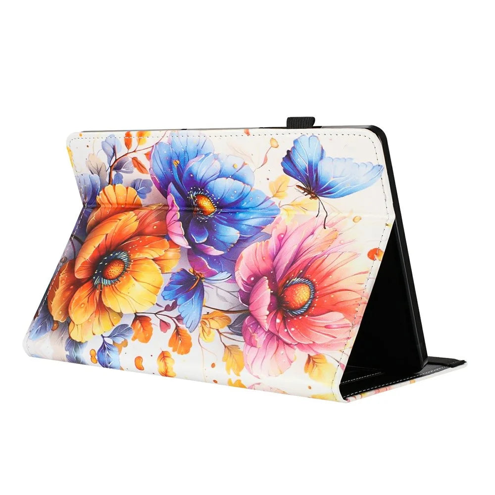 Litchi Grain Painting Leather Case for Amazon Kindle 11th (2024) / 6" (2022) Card Slot Tablet Cover with Auto Wake  /  Sleep - Flower - 4
