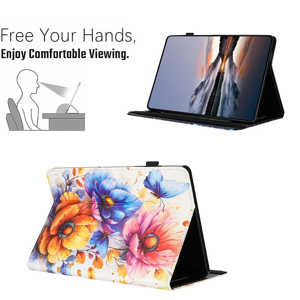 Litchi Grain Painting Leather Case for Amazon Kindle 11th (2024) / 6" (2022) Card Slot Tablet Cover with Auto Wake  /  Sleep - Flower - 7