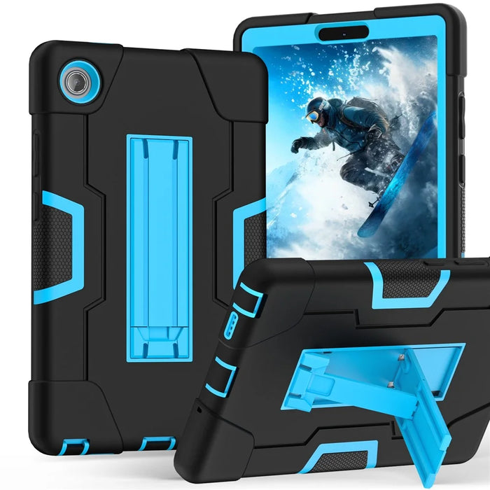 For Lenovo Tab K9 Case Robot Style Silicone + PC Tablet Cover with Kickstand - Black  /  Blue - 2