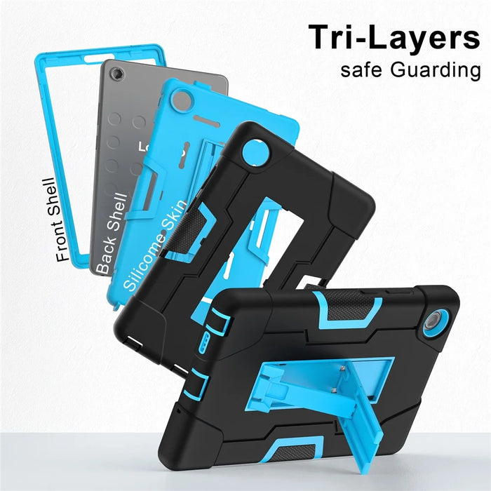 For Lenovo Tab K9 Case Robot Style Silicone + PC Tablet Cover with Kickstand - Black  /  Blue - 3