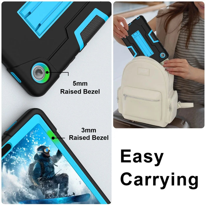 For Lenovo Tab K9 Case Robot Style Silicone + PC Tablet Cover with Kickstand - Black  /  Blue - 4