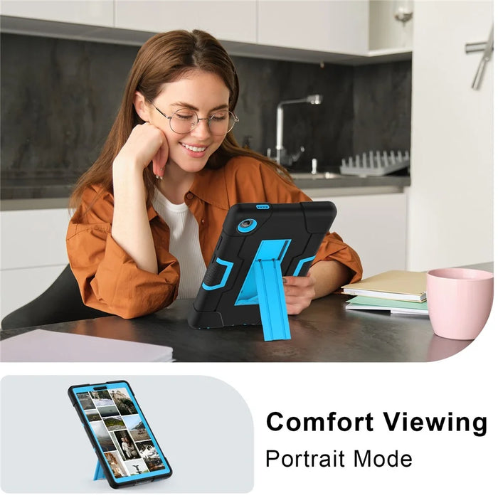 For Lenovo Tab K9 Case Robot Style Silicone + PC Tablet Cover with Kickstand - Black  /  Blue - 6