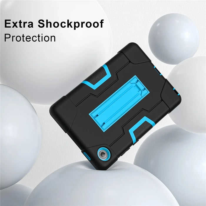 For Lenovo Tab K9 Case Robot Style Silicone + PC Tablet Cover with Kickstand - Black  /  Blue - 7