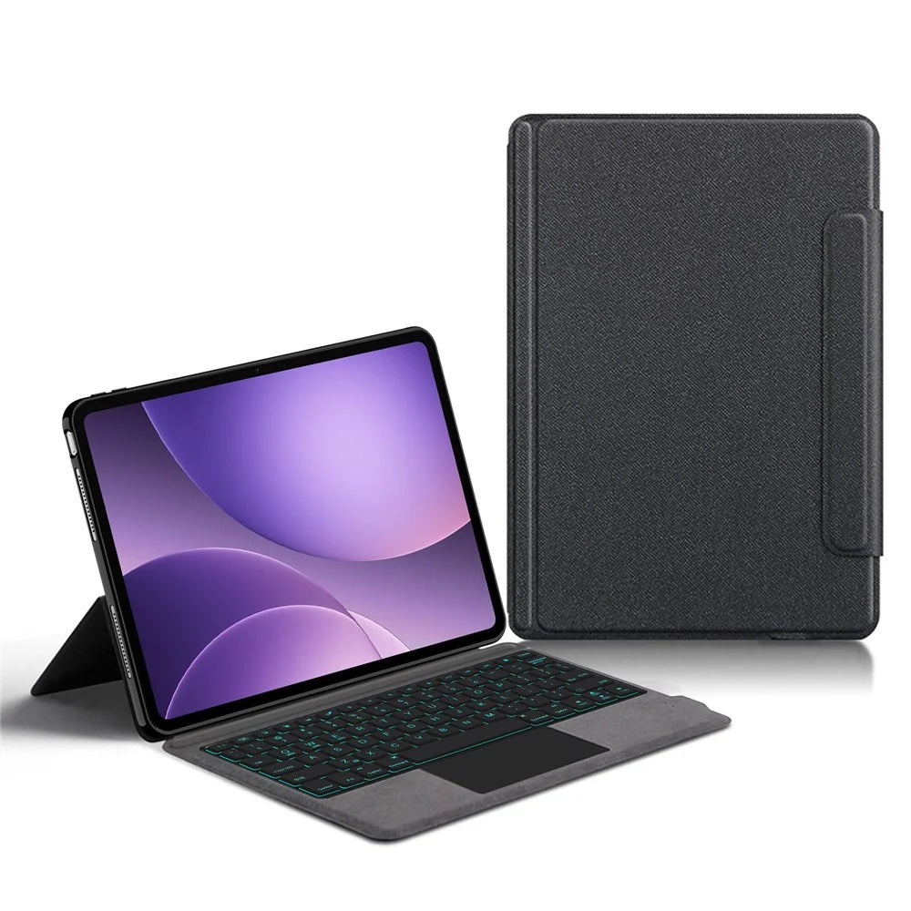 For Oppo Pad 5 Leather Case + Touchpad Bluetooth-Compatible Keyboard (without Backlit) - 1