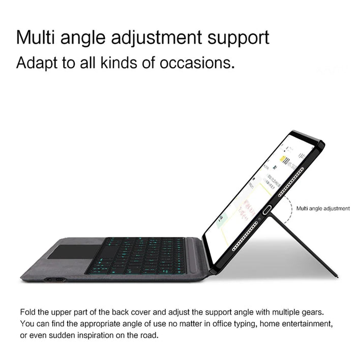 For Oppo Pad 5 Leather Case + Touchpad Bluetooth-Compatible Keyboard (without Backlit) - 7