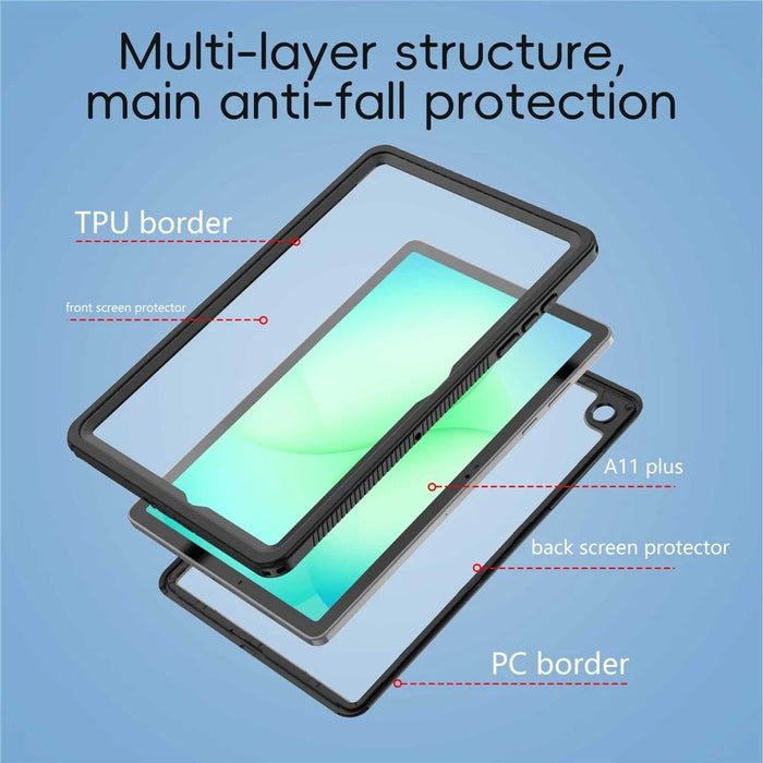 For Samsung Galaxy Tab A11+ IP68 Waterproof Case TPU PC PET Shockproof Tablet Cover - 4