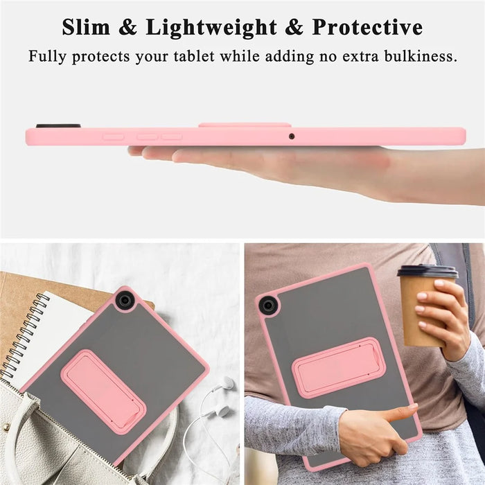 For Samsung Galaxy Tab A11+ Case with Kickstand TPU + PC Skin-Touch Tablet Cover - Pink - 3