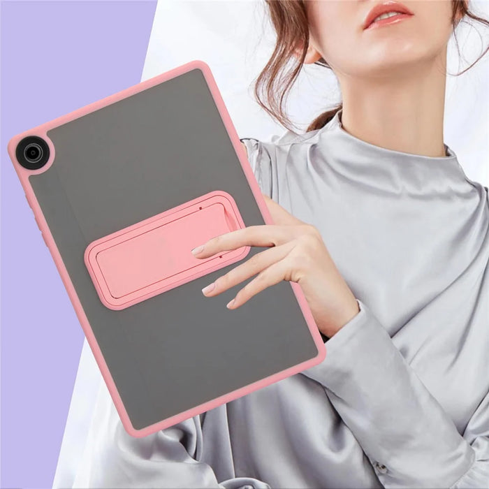 For Samsung Galaxy Tab A11+ Case with Kickstand TPU + PC Skin-Touch Tablet Cover - Pink - 7