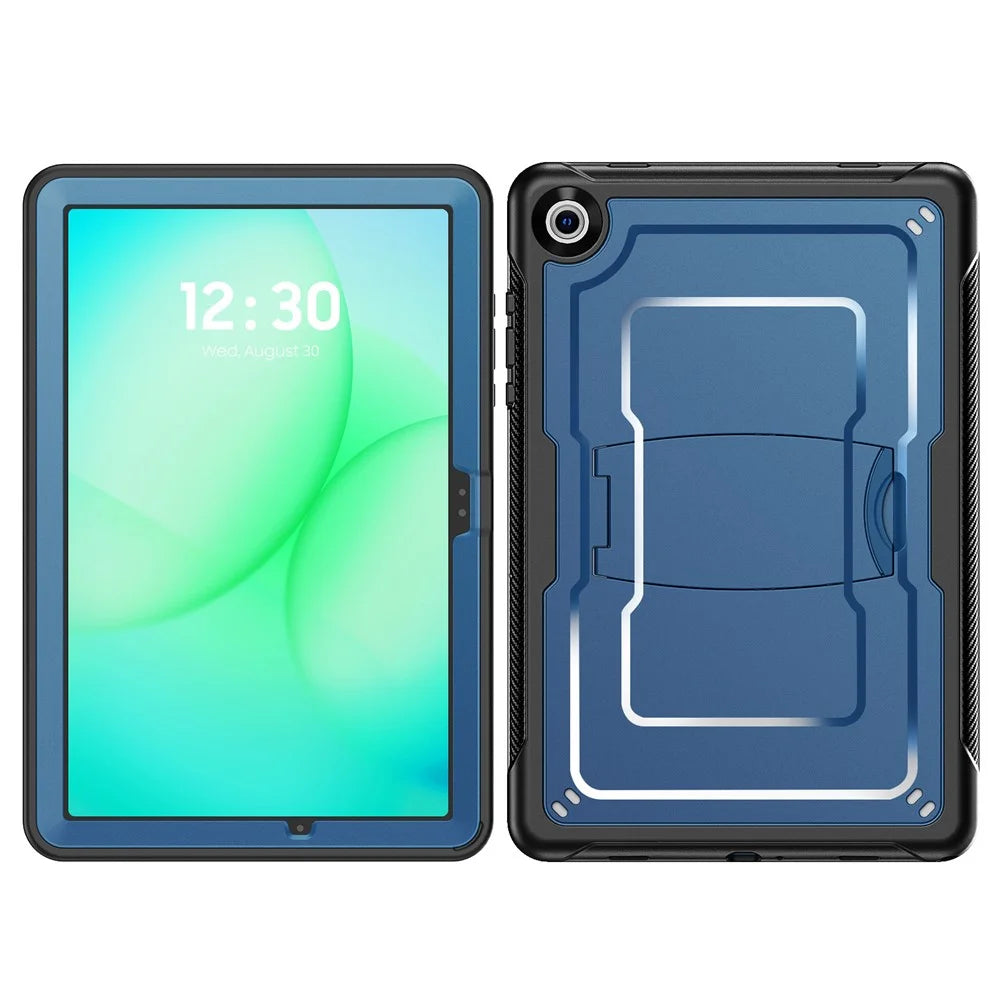 For Samsung Galaxy Tab A11+  /  A9+ Case PC + TPE Tablet Cover with Hidden Zinc Alloy Kickstand - Navy Blue - 2