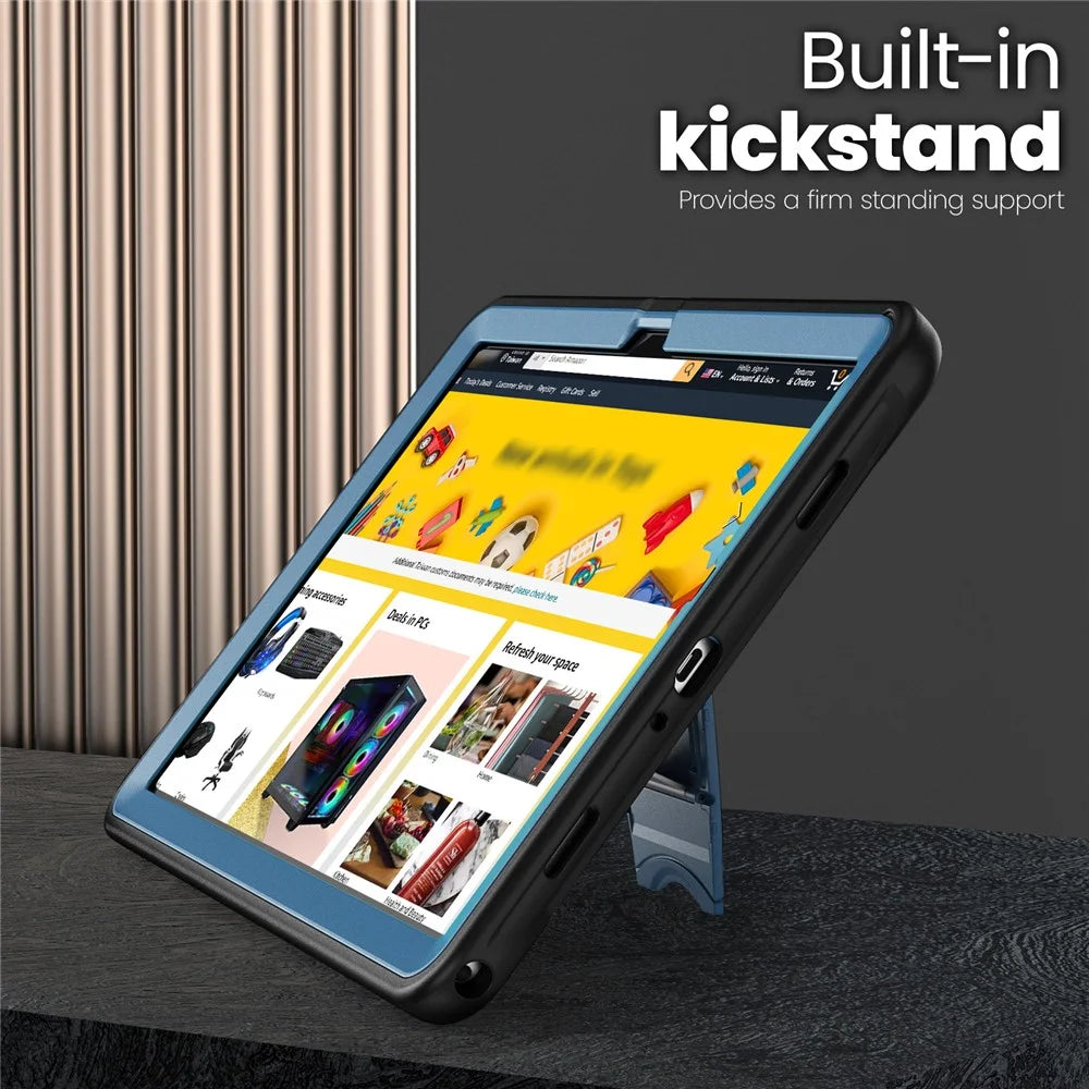 For Samsung Galaxy Tab A11+  /  A9+ Case PC + TPE Tablet Cover with Hidden Zinc Alloy Kickstand - Navy Blue - 3