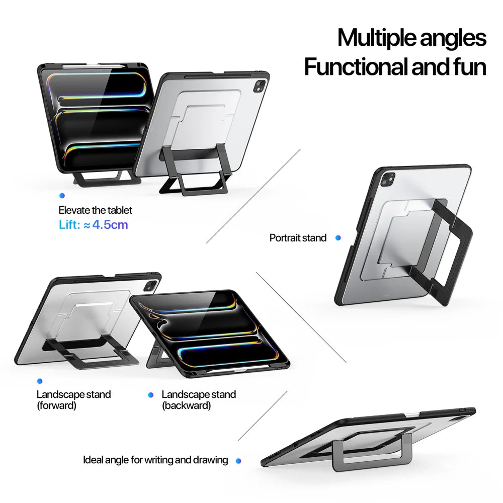DUX DUCIS For iPad Pro 11 (2025) / iPad Pro 11 (2024) Tablet Case  Axis Series Tablet Case with Kickstand PC + TPU Shockproof Protective Cover - Black - 6