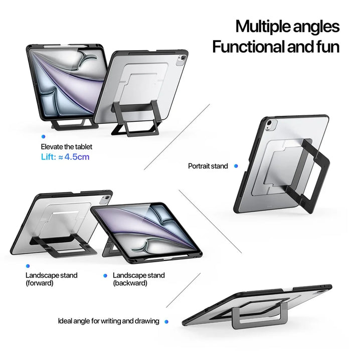 DUX DUCIS For iPad Air 13 (2026) / (2025) / (2024) Tablet Case  Axis Series Tablet Case with Kickstand PC + TPU Shockproof Protective Cover - Black - 4