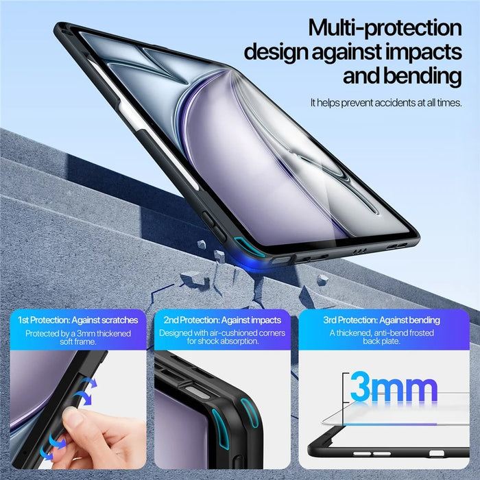 DUX DUCIS For iPad Air 13 (2026) / (2025) / (2024) Tablet Case  Axis Series Tablet Case with Kickstand PC + TPU Shockproof Protective Cover - Black - 6