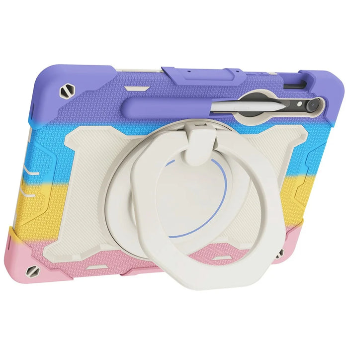 Kickstand Case for Samsung Galaxy Tab S10 Lite / S9 FE / S9 PC + Silicone Shockproof Rugged Tablet Cover - Colorful Pink - 2