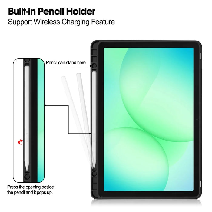 For Samsung Galaxy Tab A11+ Stand Case TPU Leather Front-Support Tablet Cover - Black - 2