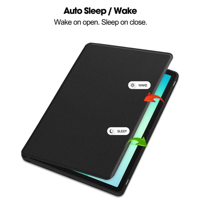 For Samsung Galaxy Tab A11+ Stand Case TPU Leather Front-Support Tablet Cover - Black - 3